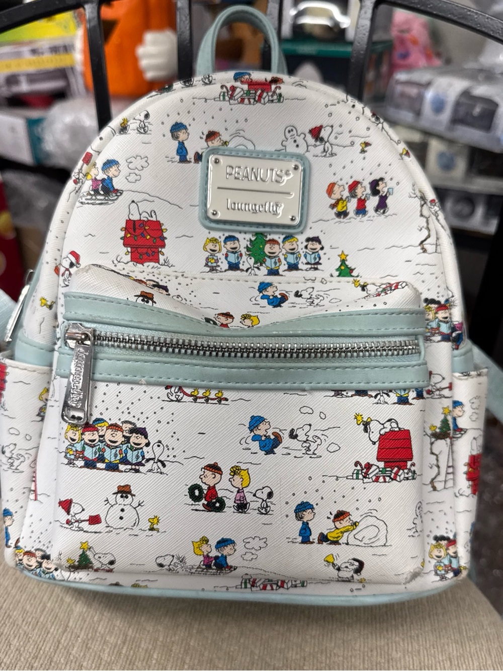 Loungefly x Peanuts White Holiday Mini Backpack sm flaws